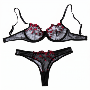 Blue-Black Floral — Red