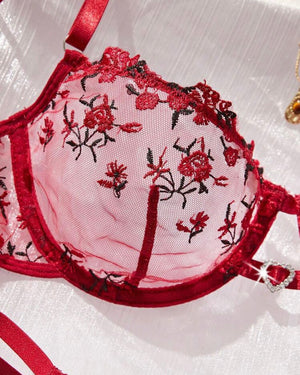 Scarlet Bloom Lingerie Set