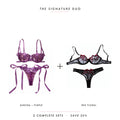 Aurora Purple & Red Floral — two complete lingerie sets, Allura Signature Duo