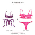 Aurora Purple & Luna Fuchsia — two complete lingerie sets, Allura Signature Duo