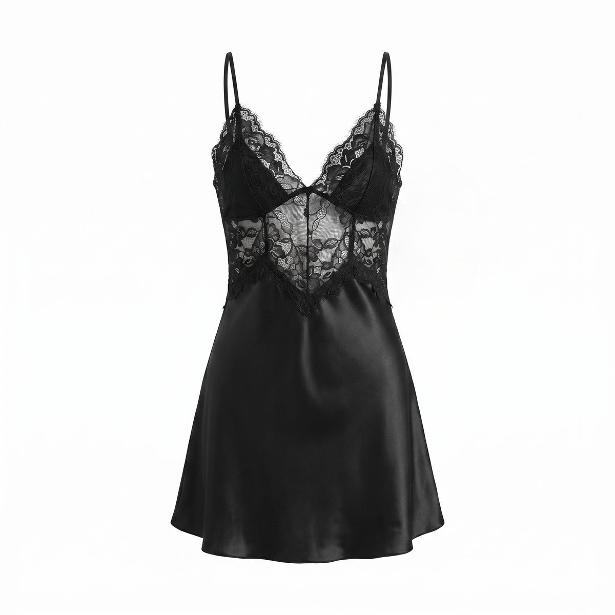 Midnight Lace Satin Babydoll