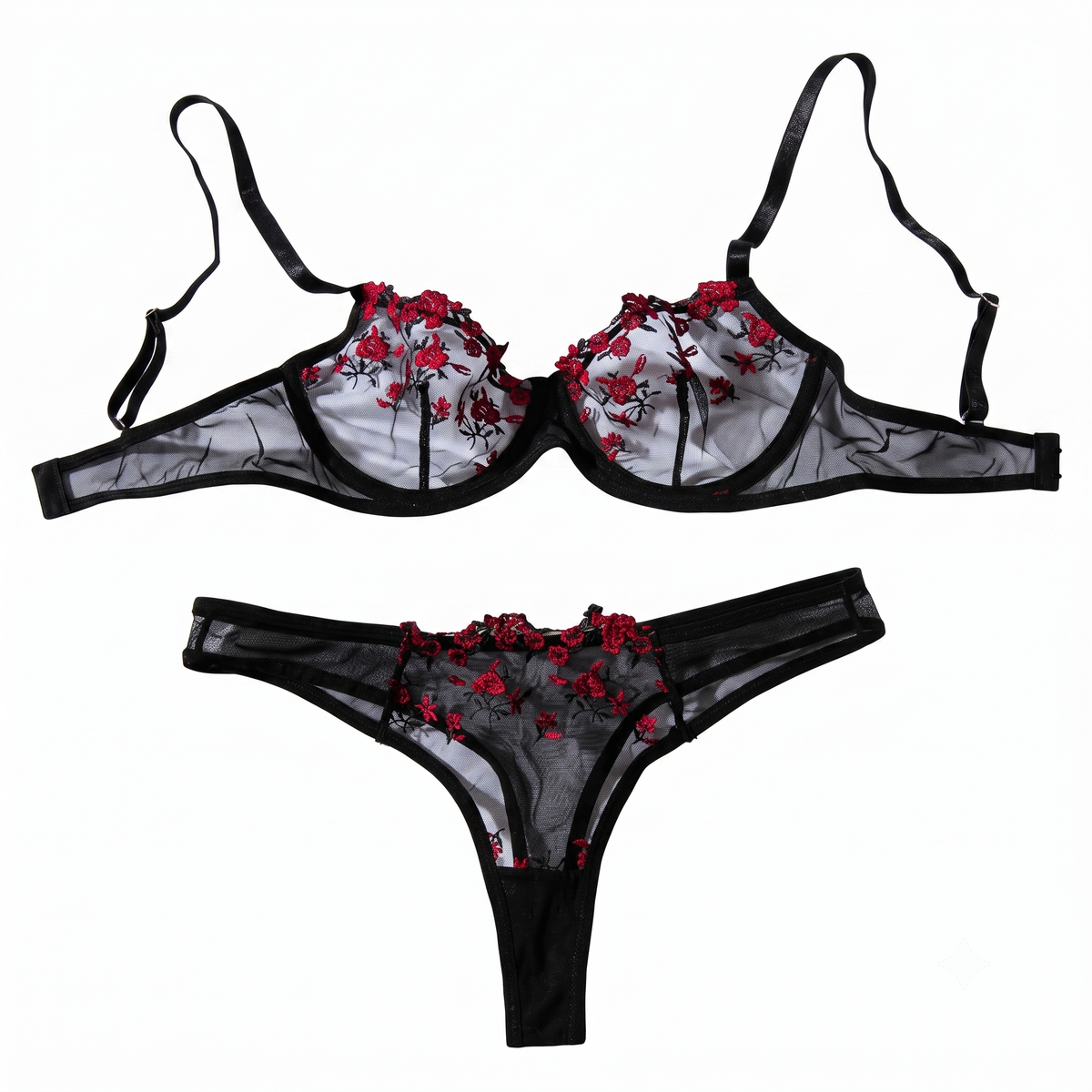 Blue-Black Floral — Red